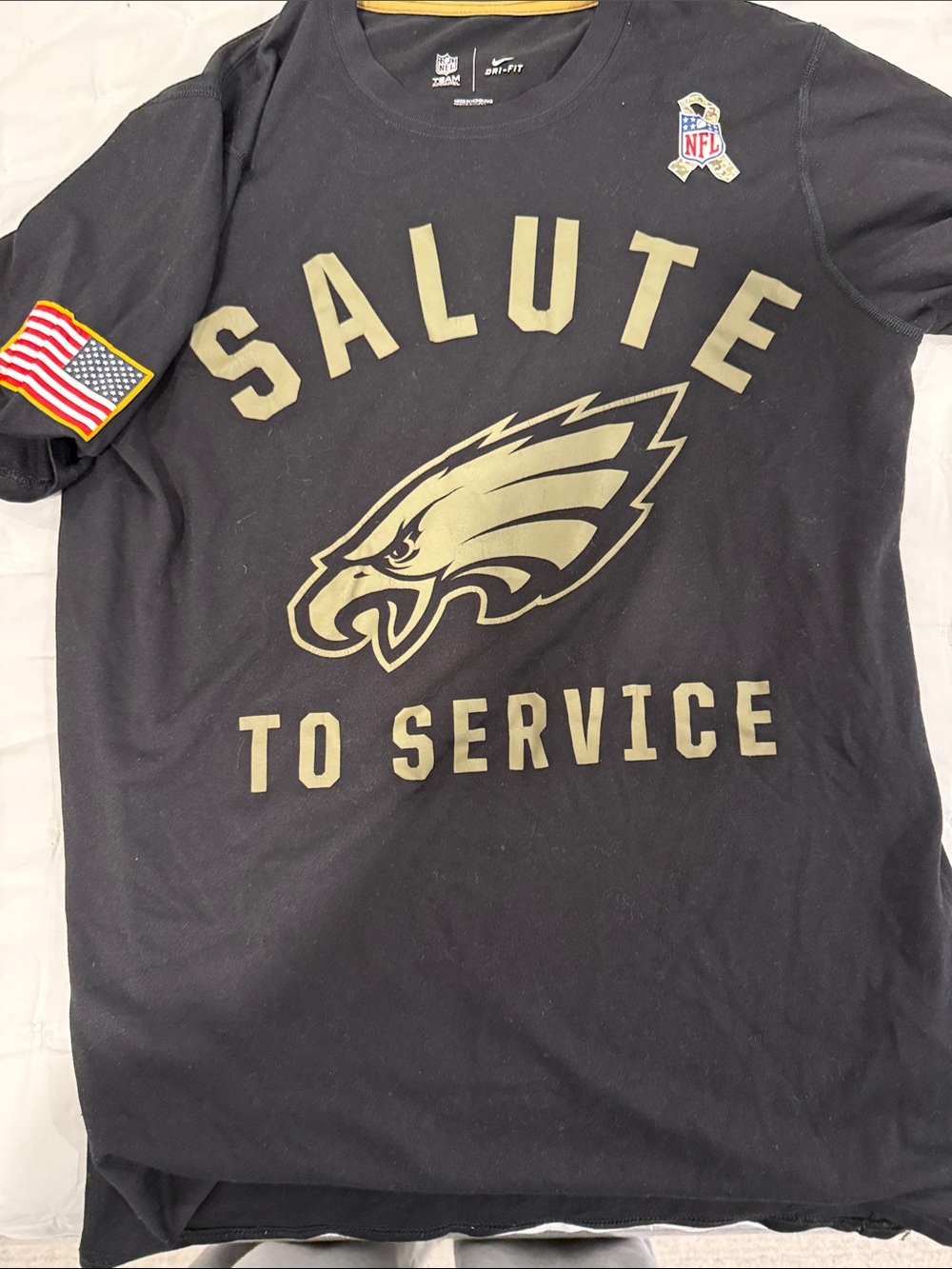 Nike Black Salute to Service Philadelphia Eagles Tee with Gold Print